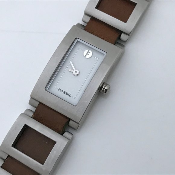 Fossil Accessories - Fossil Women Watch Silver Tone Metal Brown Leather